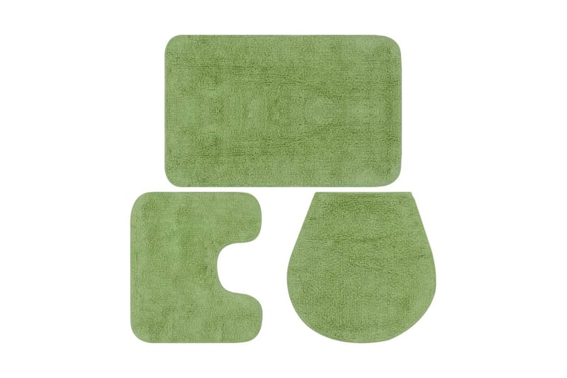 Badrumsmattor 3 st tyg grön - Grön - Textil & mattor - Mattor - Badrumsmatta