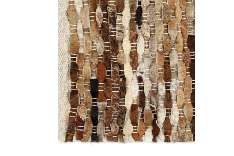 Matta äkta läder 160x230 cm brun/vit - Brun - Textil - Mattor - Fällar & skinnmattor
