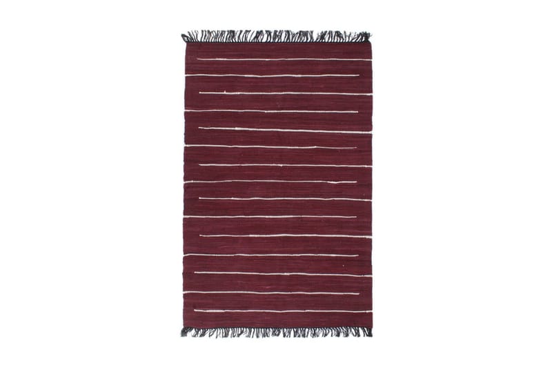 Handvävd matta Chindi bomull 160x230 cm vinröd - Vit - Textil & mattor - Mattor - Handvävda mattor