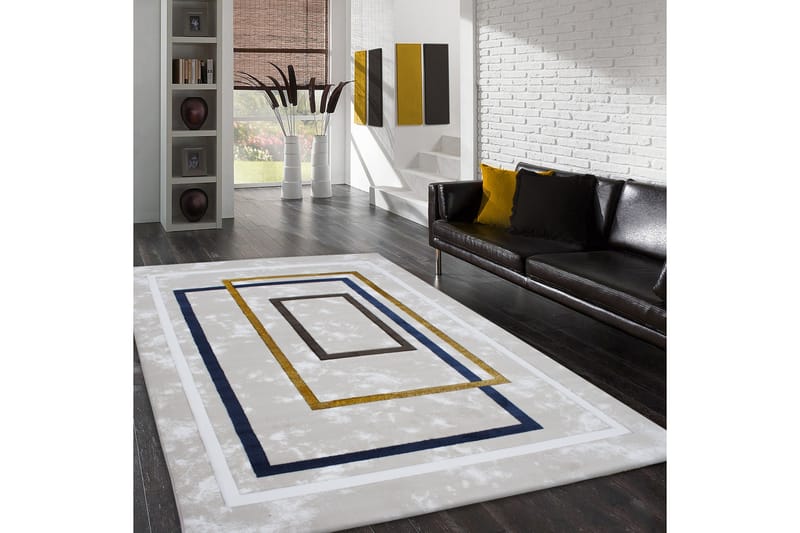 Nayna Gångmatta 80x150 cm Rektangulär - Guld/Mörkblå/Brun/Vit - Textil & mattor - Mattor - Orientaliska mattor