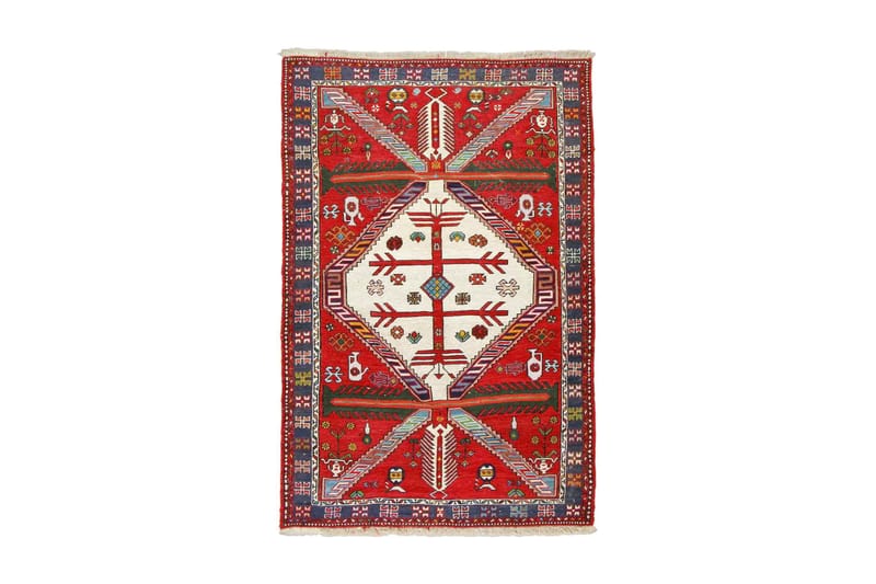 Handknuten Persisk Matta 105x155 cm Kelim - Röd/Mörkblå - Textil & mattor - Mattor - Orientaliska mattor - Kelimmattor