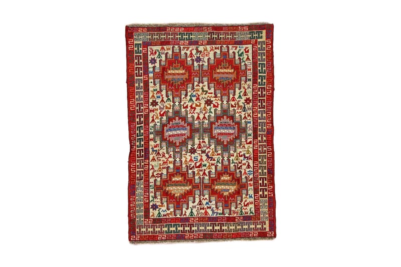 Handknuten Persisk Matta Varni 101x146 cm Kelim - Creme/Röd/Blå - Textil & mattor - Mattor - Orientaliska mattor - Kelimmattor