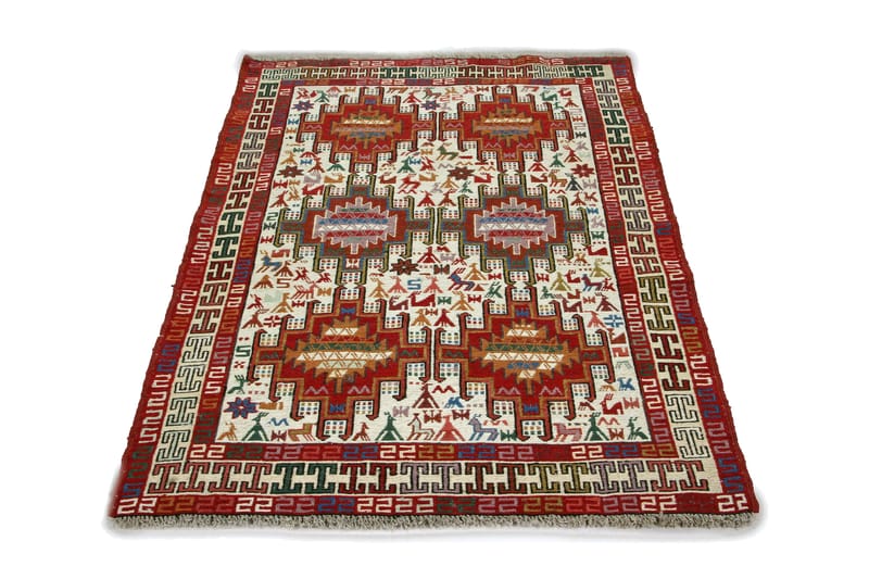 Handknuten Persisk Matta Varni 105x151 cm Kelim - Creme/Röd - Textil & mattor - Mattor - Orientaliska mattor - Kelimmattor