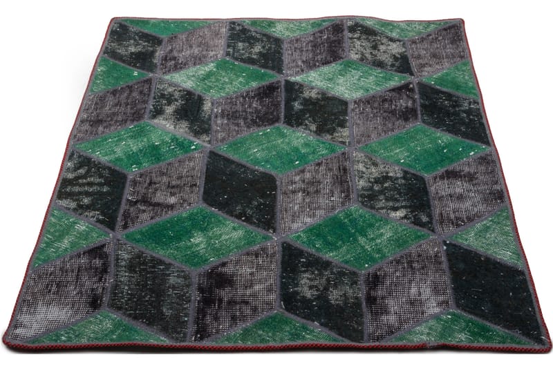 Handknuten Patchworkmatta Ull/Garn Flerfärgad 110x124cm - Textil & mattor - Mattor - Orientaliska mattor - Patchwork matta