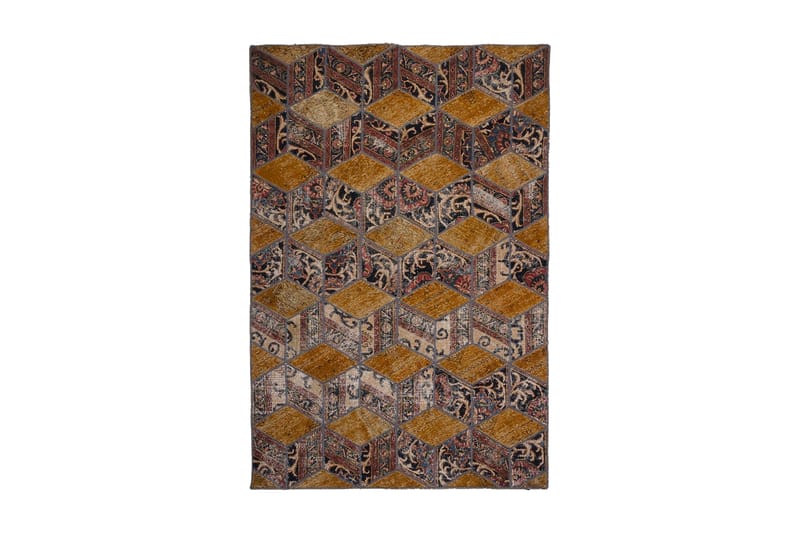 Handknuten Patchworkmatta Ull/Garn Flerfärgad 142x214cm - Textil & mattor - Mattor - Orientaliska mattor - Patchwork-matta