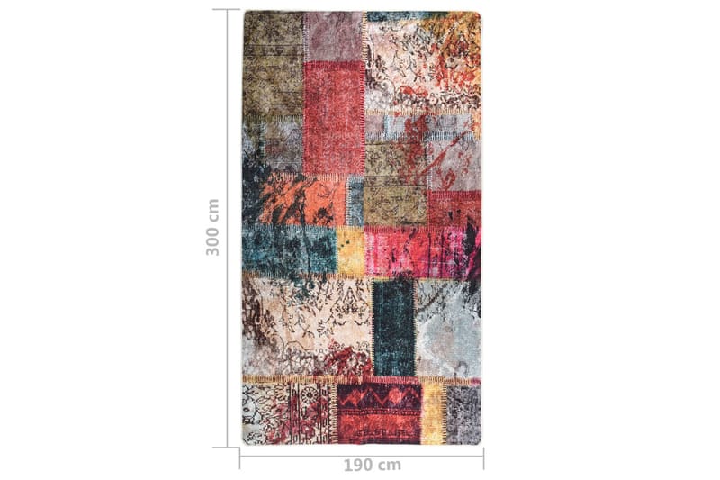 Matta tvättbar lappmönster 190x300 cm flerfärgad halkfri - Flerfärgad - Textil & mattor - Mattor - Orientaliska mattor - Patchwork matta