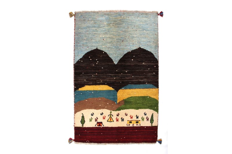 Handknuten Gabbeh Shiraz Ull Blå/Brun 93x148cm - Textil - Mattor - Handvävda mattor