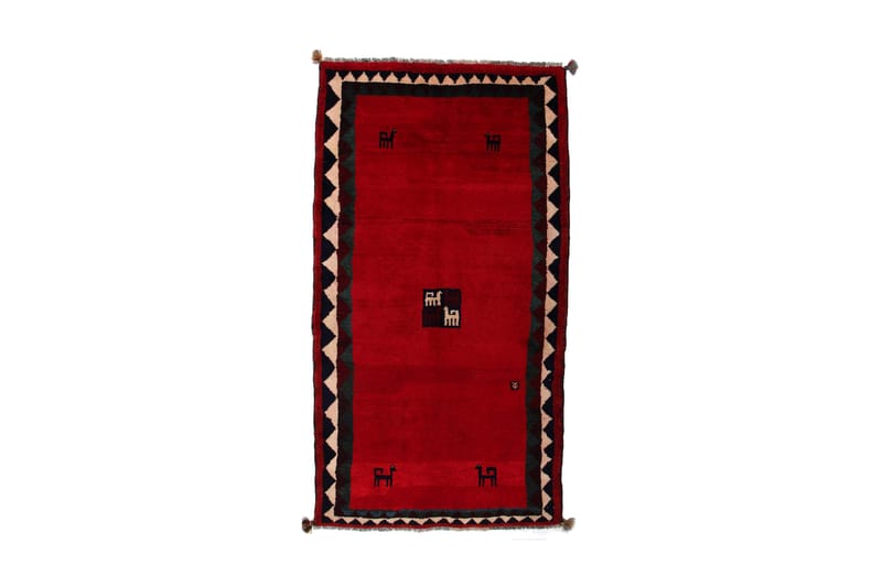 Handknuten Gabbeh Shiraz Ull Röd/Svart 106x202cm - Textil & mattor - Mattor - Orientaliska mattor