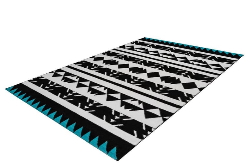 Gatepre Gis Matta 80x150 cm Svart/Vit/Turkos - D-Sign - Textil & mattor - Mattor - Små mattor
