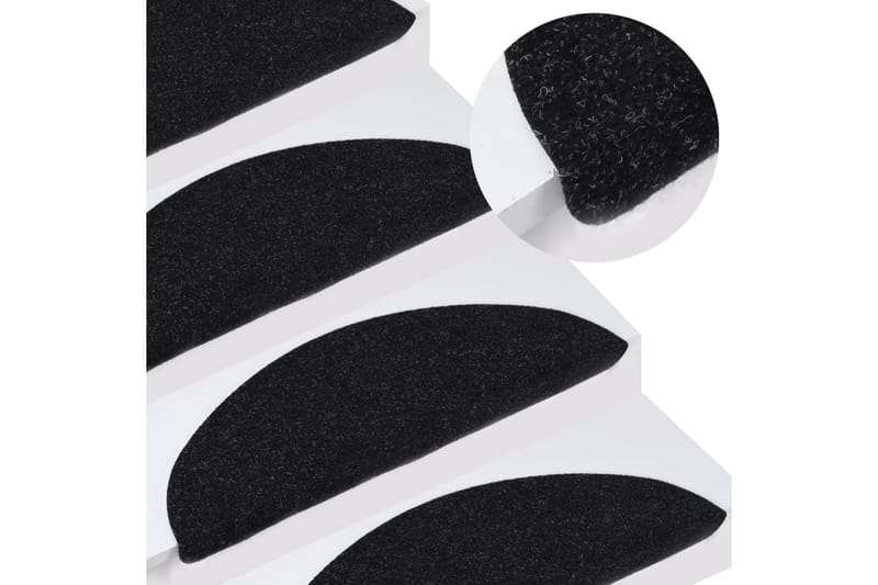 Trappstegsmattor självhäftande 15 st 56x20 cm svart - Svart - Textil & mattor - Mattor - Specialmatta - Trappstegsmattor