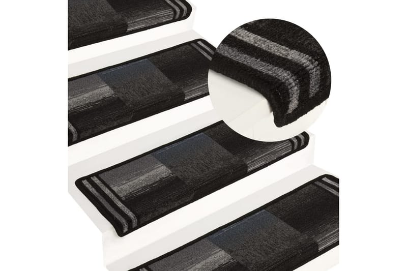 Trappstegsmattor självhäftande 15 st 65x25 cm svart och grå - Textil & mattor - Mattor - Specialmatta - Nålfiltsmattor & konstgräsmattor