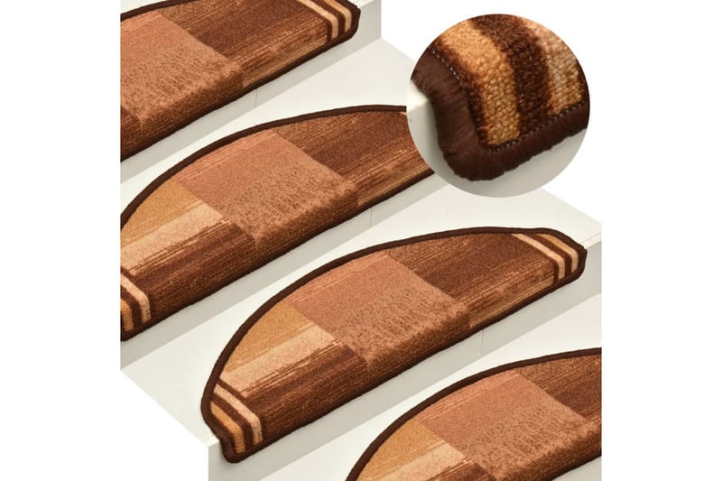 Trappstegsmattor självhäftande 15 st brun 65x21x4 cm - Brun - Textil & mattor - Mattor - Specialmatta - Trappstegsmattor