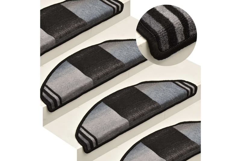 Trappstegsmattor självhäftande 5 st 65x25 cm svart och grå - Svart - Textil - Mattor - Specialmatta - Trappstegsmattor