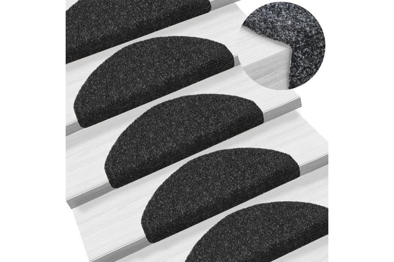 Trappstegsmattor självhäftande 5 st svart 65x21x4 cm brodyr - Svart - Textil & mattor - Mattor - Specialmatta - Trappstegsmattor