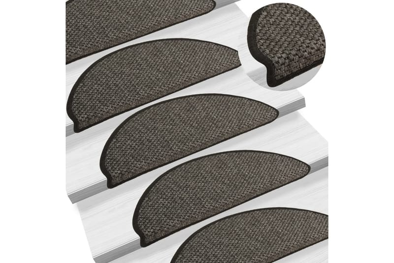 Trappstegsmattor självhäftande sisal 15 st 65x25 cm antracit - Grå - Textil & mattor - Mattor - Specialmatta - Trappstegsmattor