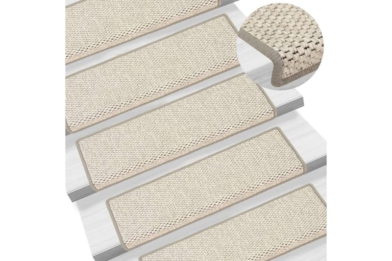 Trappstegsmattor självhäftande sisal 15 st 65x25 cm beige - Beige - Textil & mattor - Mattor - Specialmatta - Trappstegsmattor