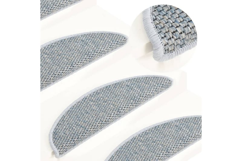 Trappstegsmattor självhäftande sisal 15 st 65x25 cm blå - Blå - Textil & mattor - Mattor - Specialmatta - Trappstegsmattor