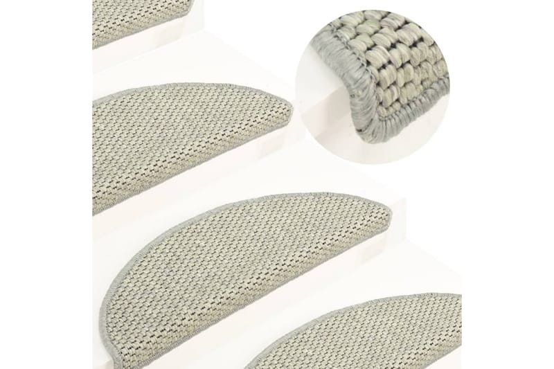 Trappstegsmattor självhäftande sisal 15 st 65x25 cm grå - Grå - Textil & mattor - Mattor - Specialmatta - Trappstegsmattor