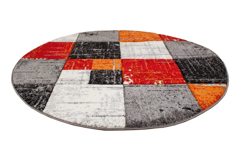 London Square Friezematta Rund 200 - Röd/Orange - Textil - Mattor - Stora mattor