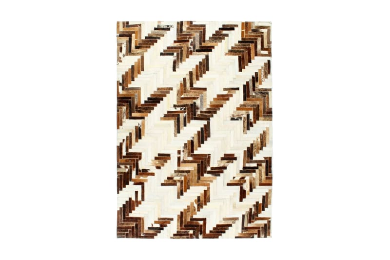 Matta lapptäcke äkta läder 160x230 cm brun/vit - Brun - Textil - Mattor - Orientaliska mattor - Patchwork matta
