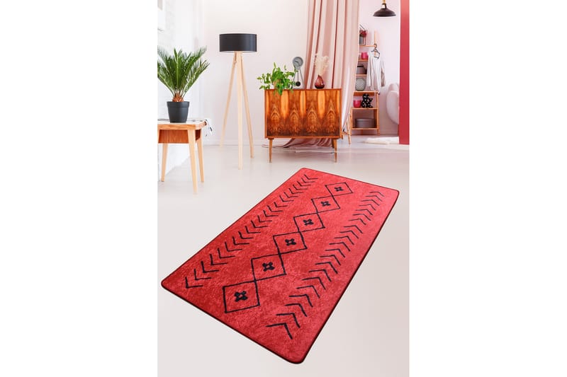 Sehnaz Matta 160x230 cm - Röd/Svart/Sammet - Textil - Mattor - Stora mattor