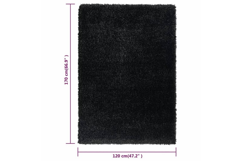 Matta svart 120x170 cm 50 mm - Svart - Textil - Mattor - Utomhusmattor - Plastmattor