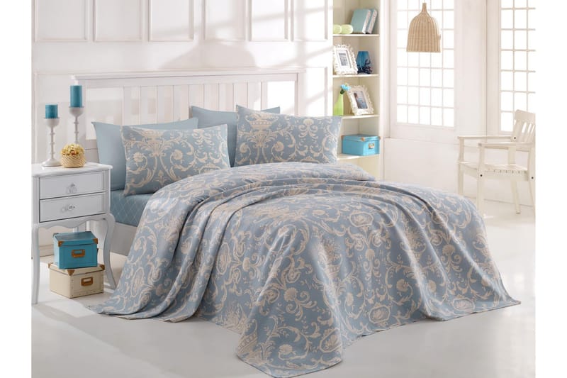 EnLora Home Överkast 200x235 cm - Blå/Creme - Textil & mattor - Sängkläder - Överkast - Överkast dubbelsäng