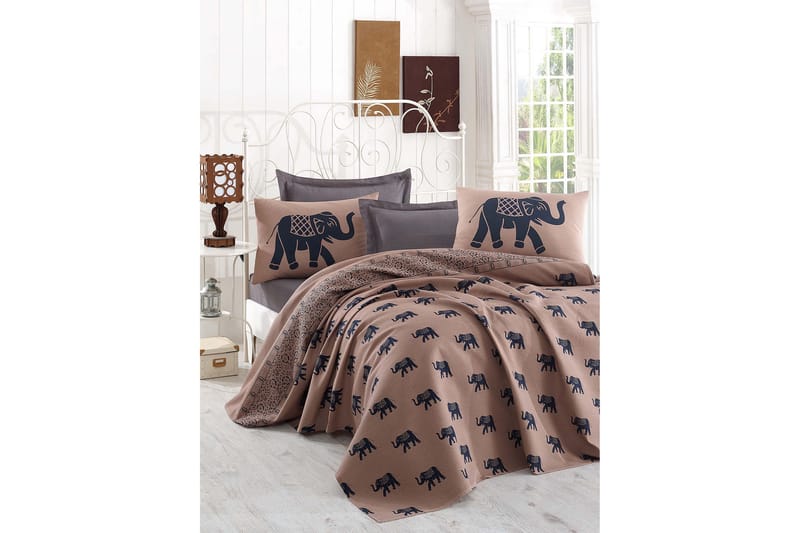Eponj Home Överkast Dubbelt 200x235 cm - Brun/Blå - Textil - Sängkläder - Överkast - Överkast dubbelsäng