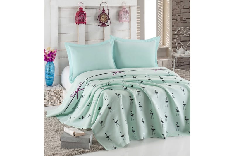 Eponj Home Överkast Enkelt 160x235 cm - Mint/Svart - Textil & mattor - Sängkläder - Överkast - Överkast dubbelsäng