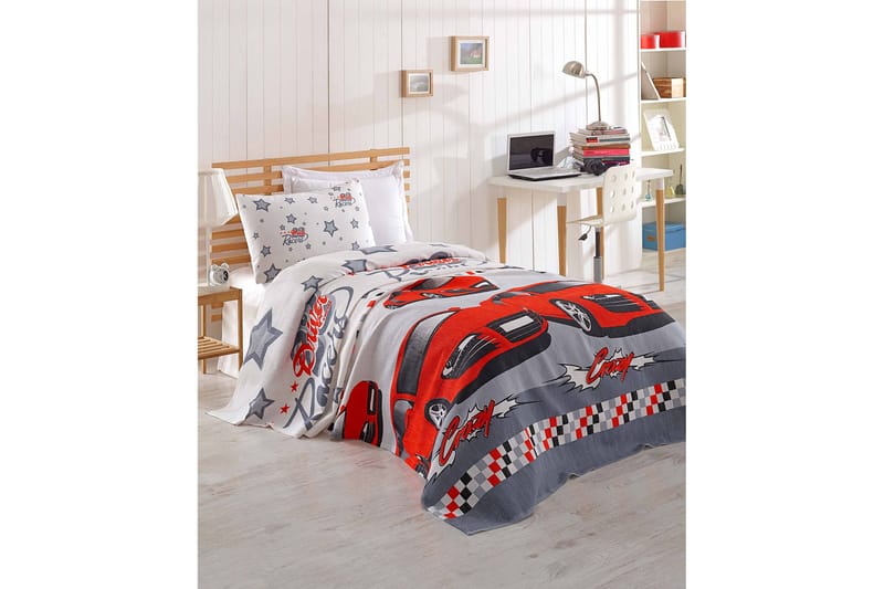 Eponj Home Överkast Enkelt 160x235 cm - Vit/Grå/Röd - Textil - Sängkläder - Bäddset & påslakanset