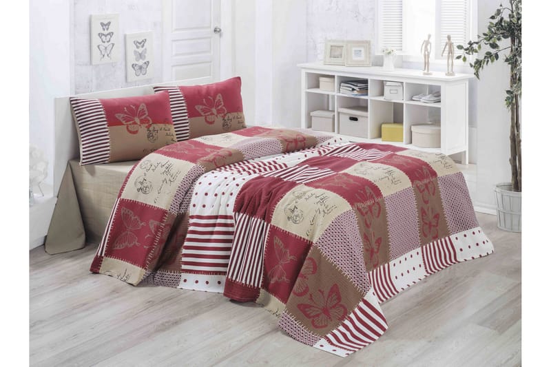 Victoria Överkast Enkelt 160x230 cm - Röd/Creme/Multi - Textil - Sängkläder - Bäddset & påslakanset - Påslakanset dubbelsäng