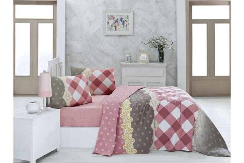 Victoria Överkast Enkelt 160x230 cm - Rosa/Vit/Beige/Grå - Textil & mattor - Sängkläder - Överkast - Överkast dubbelsäng