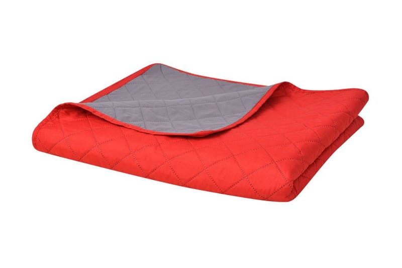 Dubbelsidigt vadderat överkast röd och grå 220x240 cm - Flerfärgad - Textil & mattor - Sängkläder - Bäddset & påslakanset - Påslakanset dubbelsäng