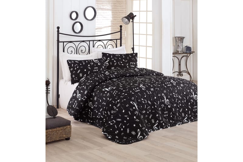 EnLora Home Överkast Dubbelt 200x220+2 Kuddfodral Quiltat - Svart/Vit - Textil & mattor - Sängkläder - Överkast