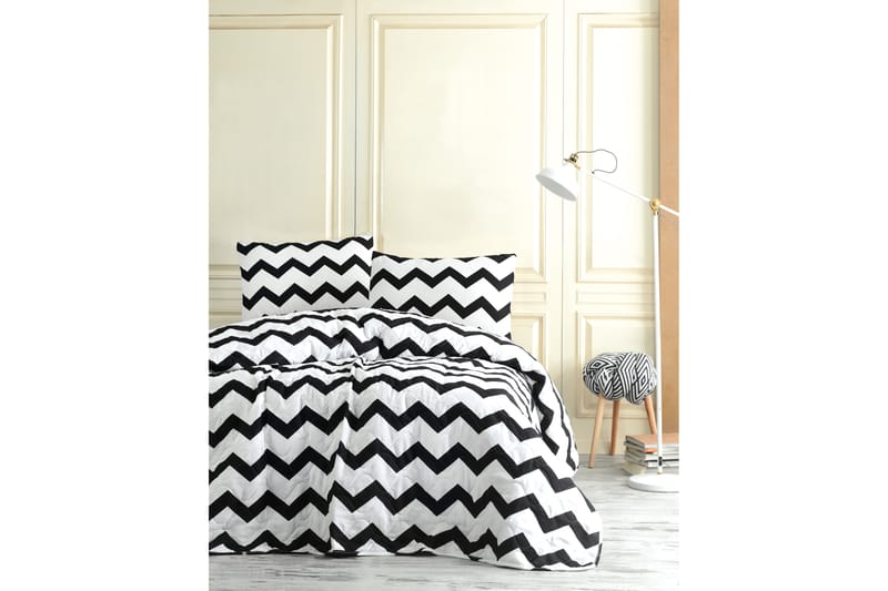 EnLora Home Överkast Dubbelt 200x220+2 Kuddfodral Quiltat - Svart/Vit - Textil & mattor - Sängkläder - Överkast - Överkast dubbelsäng