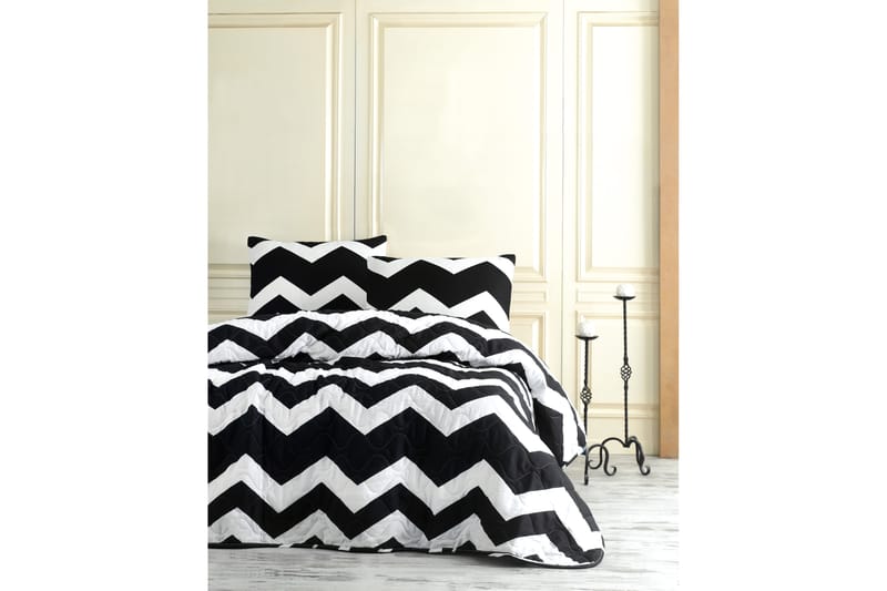 EnLora Home Överkast Dubbelt 200x220+2 Kuddfodral Quiltat - Svart/Vit - Textil - Sängkläder - Överkast