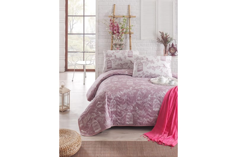 Eponj Home Överkast Dubbelt 200x220+2 Kuddfodral Quiltat - Lila/Vit - Textil - Sängkläder - Bäddset & påslakanset