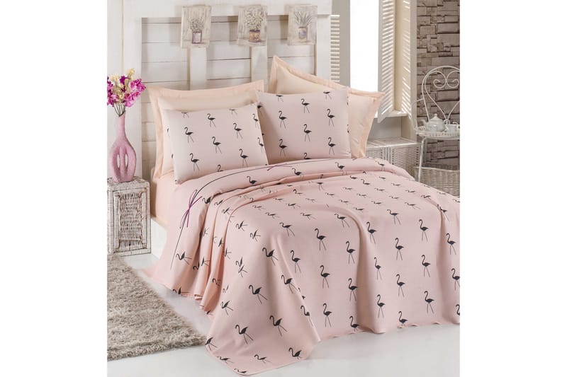 Eponj Home Överkast Dubbelt 200x235+Lakan+2 Kuddfodral - Rosa/Svart - Textil & mattor - Sängkläder - Överkast