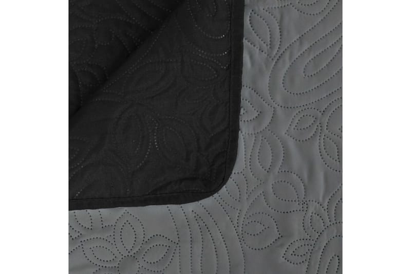 Ã–verkast dubbelsidigt 220x240 cm grå och svart - Svart - Textil & mattor - Sängkläder - Överkast