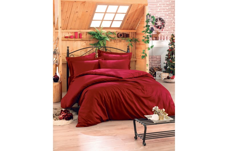 Cotton Box Bäddset Dubbelt 4-dels Premium Satin - Röd - Textil & mattor - Sängkläder - Bäddset & påslakanset - Påslakanset dubbelsäng