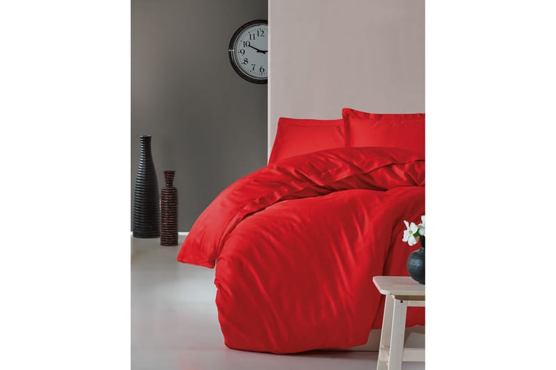 Cotton Box Bäddset Dubbelt 4-dels Premium Satin - Röd - Textil & mattor - Sängkläder - Bäddset & påslakanset - Påslakanset dubbelsäng