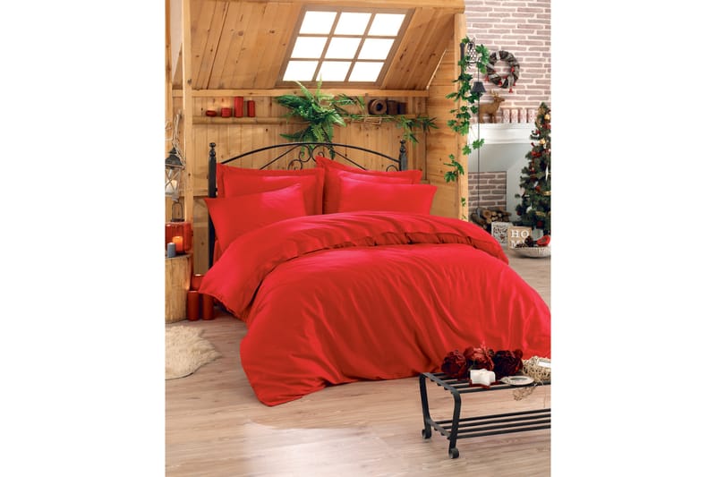 Cotton Box Bäddset Dubbelt 4-dels Premium Satin - Röd - Textil & mattor - Sängkläder - Bäddset & påslakanset