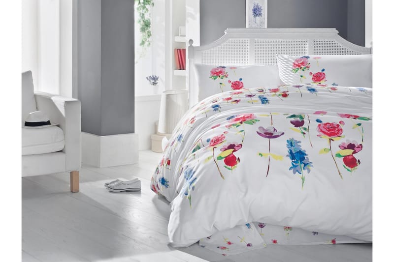 Cotton Box Bäddset Dubbelt 4-dels Ranforce - Vit/Multi - Textil - Sängkläder - Överkast - Överkast dubbelsäng