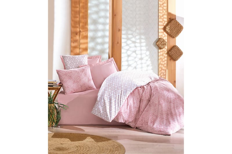 Cotton Box Bäddset Dubbelt 4-dels Ranforce - Vit/Rosa - Textil & mattor - Sängkläder - Bäddset & påslakanset - Påslakanset dubbelsäng
