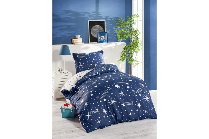 EnLora Home Bäddset Enkelt 2-dels - Mörkblå/Vit - Textil & mattor - Sängkläder - Bäddset & påslakanset - Påslakanset dubbelsäng