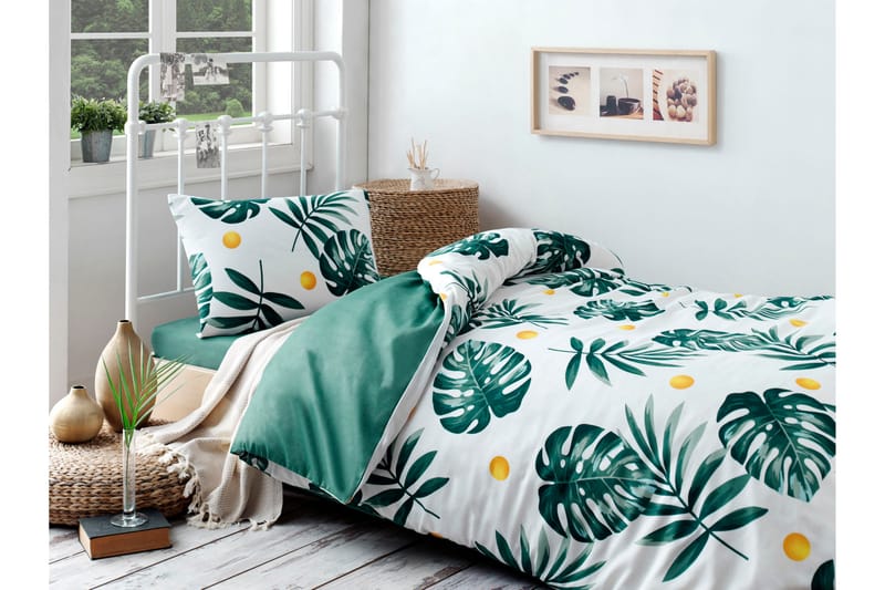 EnLora Home Bäddset Enkelt 3-dels - Grön/Vit/Gul - Textil & mattor - Sängkläder - Bäddset & påslakanset - Påslakanset dubbelsäng
