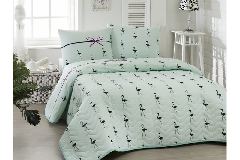 Eponj Home Överkast Dubbelt 200x220+2 Kuddfodral Quiltat - Mint/Svart - Textil & mattor - Sängkläder - Bäddset & påslakanset