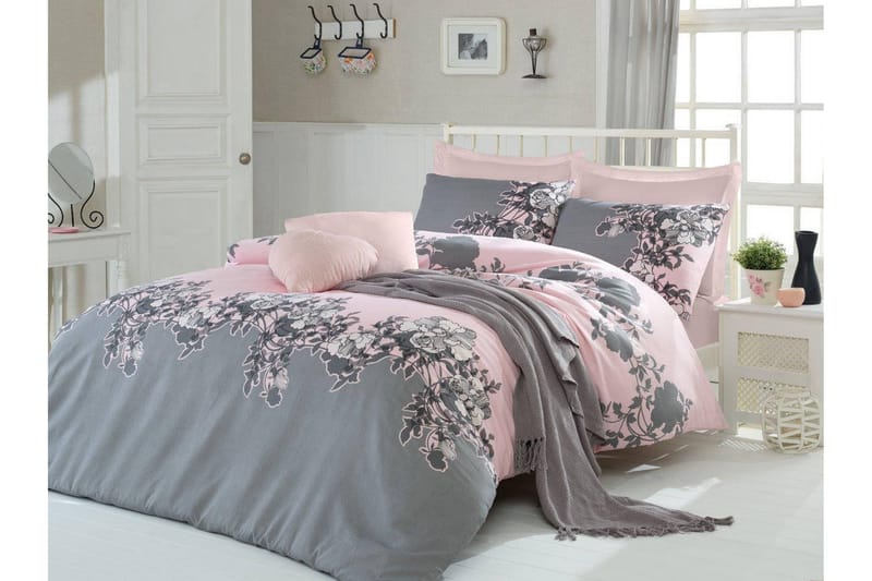 Eponj Home Bäddset Dubbelt 4-dels - Rosa/Grå - Textil & mattor - Sängkläder - Överkast