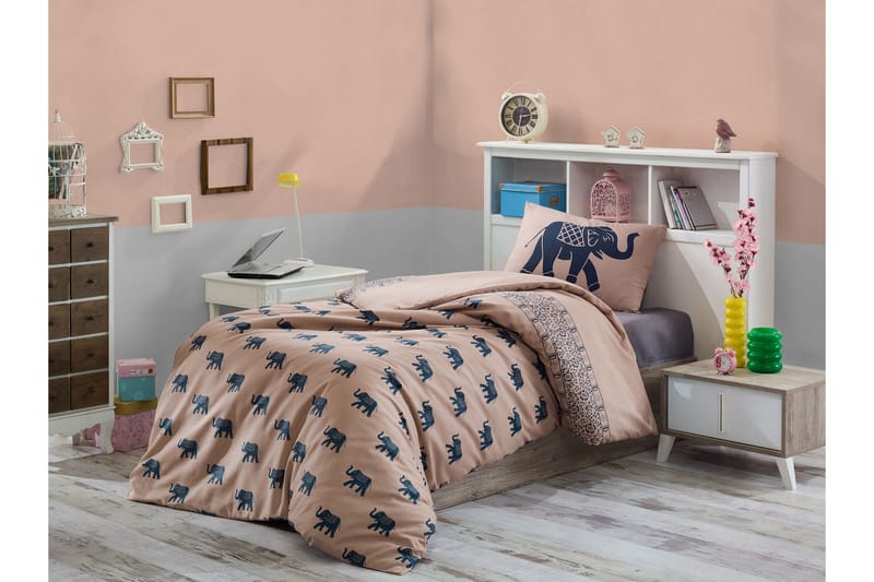 Eponj Home Bäddset Enkelt 3-dels - Blå/Ljusbrun - Textil & mattor - Sängkläder - Bäddset & påslakanset