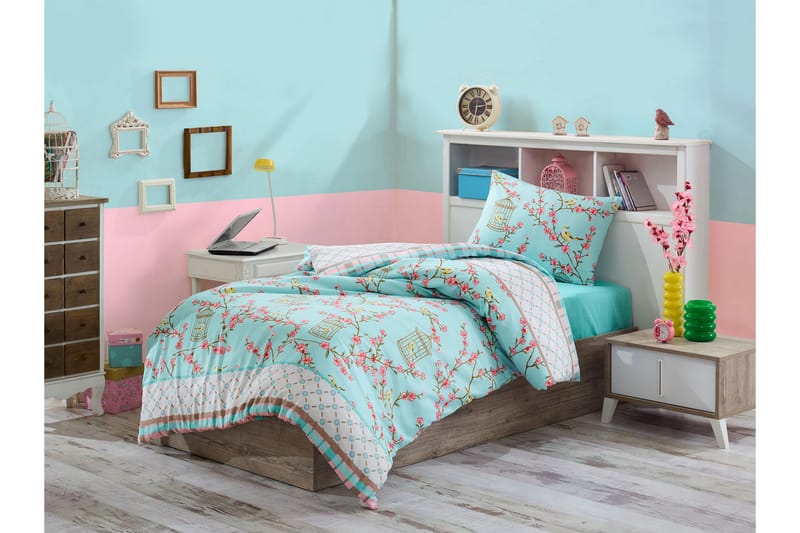 Eponj Home Bäddset Enkelt 3-dels - Turkos/Vit/Beige/Rosa - Textil & mattor - Sängkläder - Bäddset & påslakanset - Påslakanset dubbelsäng